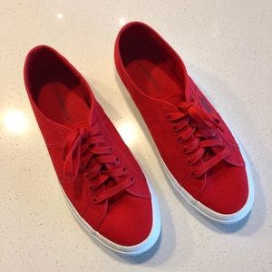 Superga red sneakers with red label